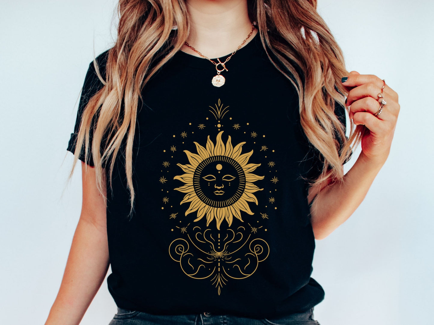 Cute Boho Celestial Sun Moon Mystical Astrology Zen T-Shirt | Vintage Moon Shirt | Spiritual Tee