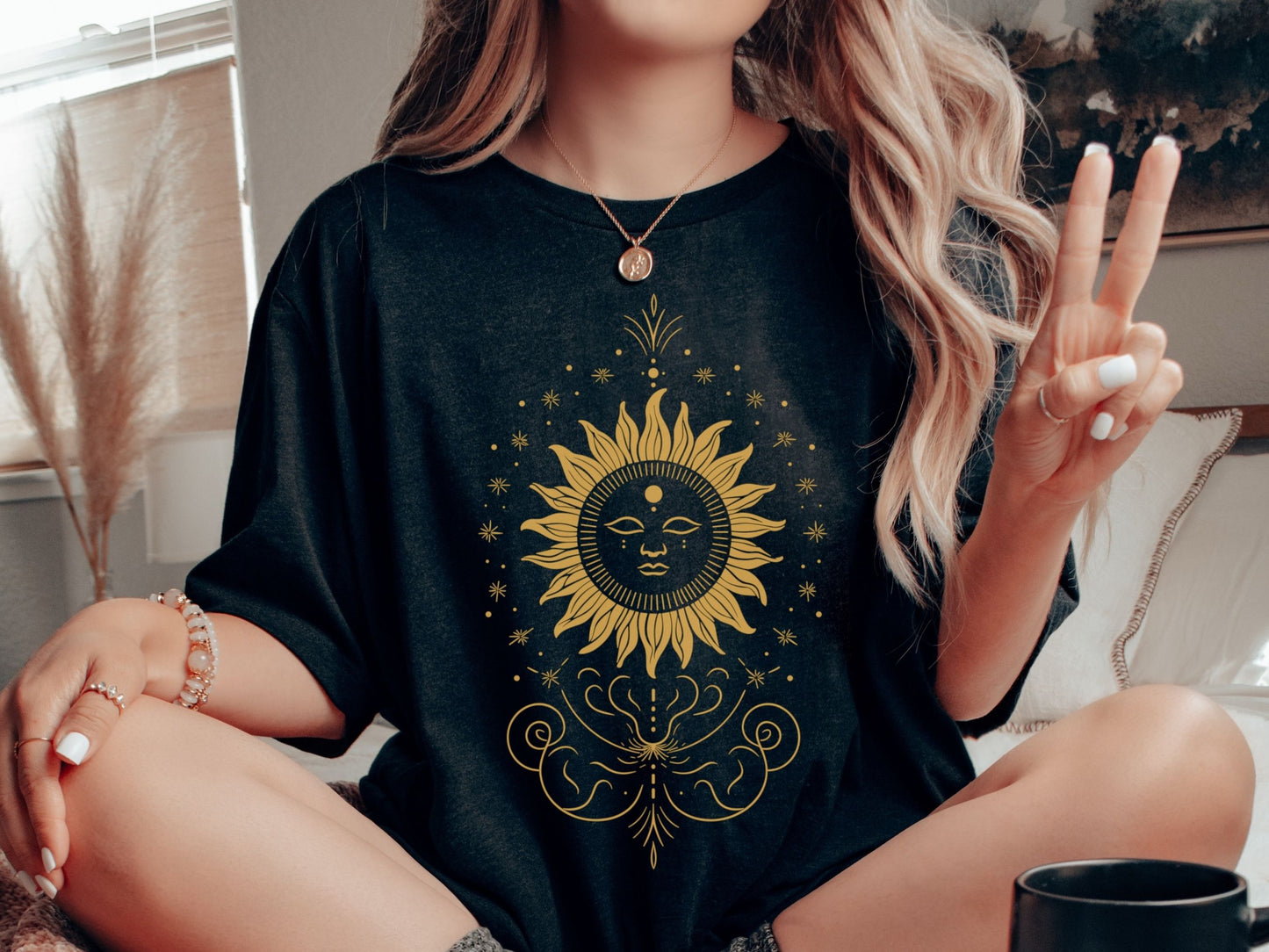 Cute Boho Celestial Sun Moon Mystical Astrology Zen T-Shirt | Vintage Moon Shirt | Spiritual Tee