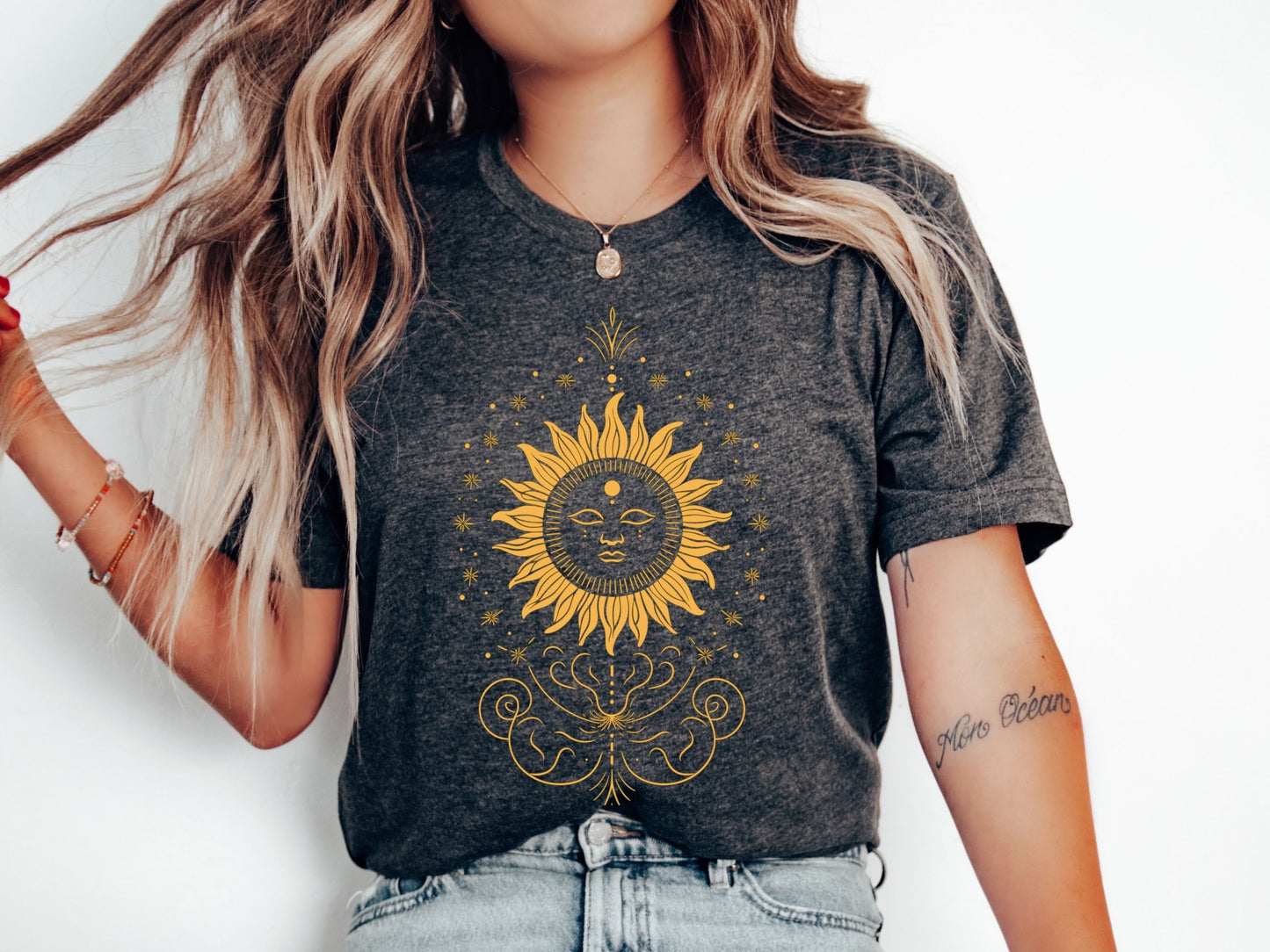 Cute Boho Celestial Sun Moon Mystical Astrology Zen T-Shirt | Vintage Moon Shirt | Spiritual Tee