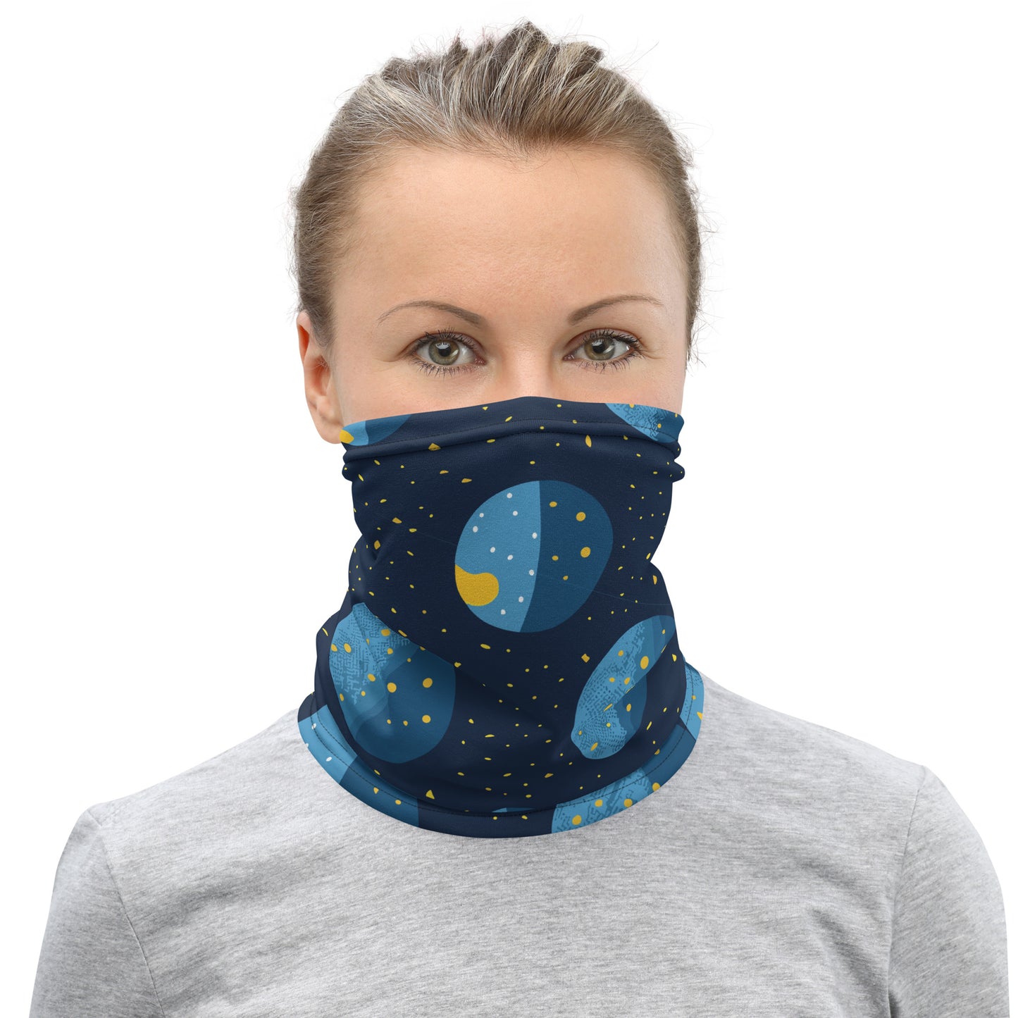 Versatile Neck Warmer Gaiter Bandana Balaclava - Moon Design Multi-functional Snood, Head Scarf, and Sun Guard