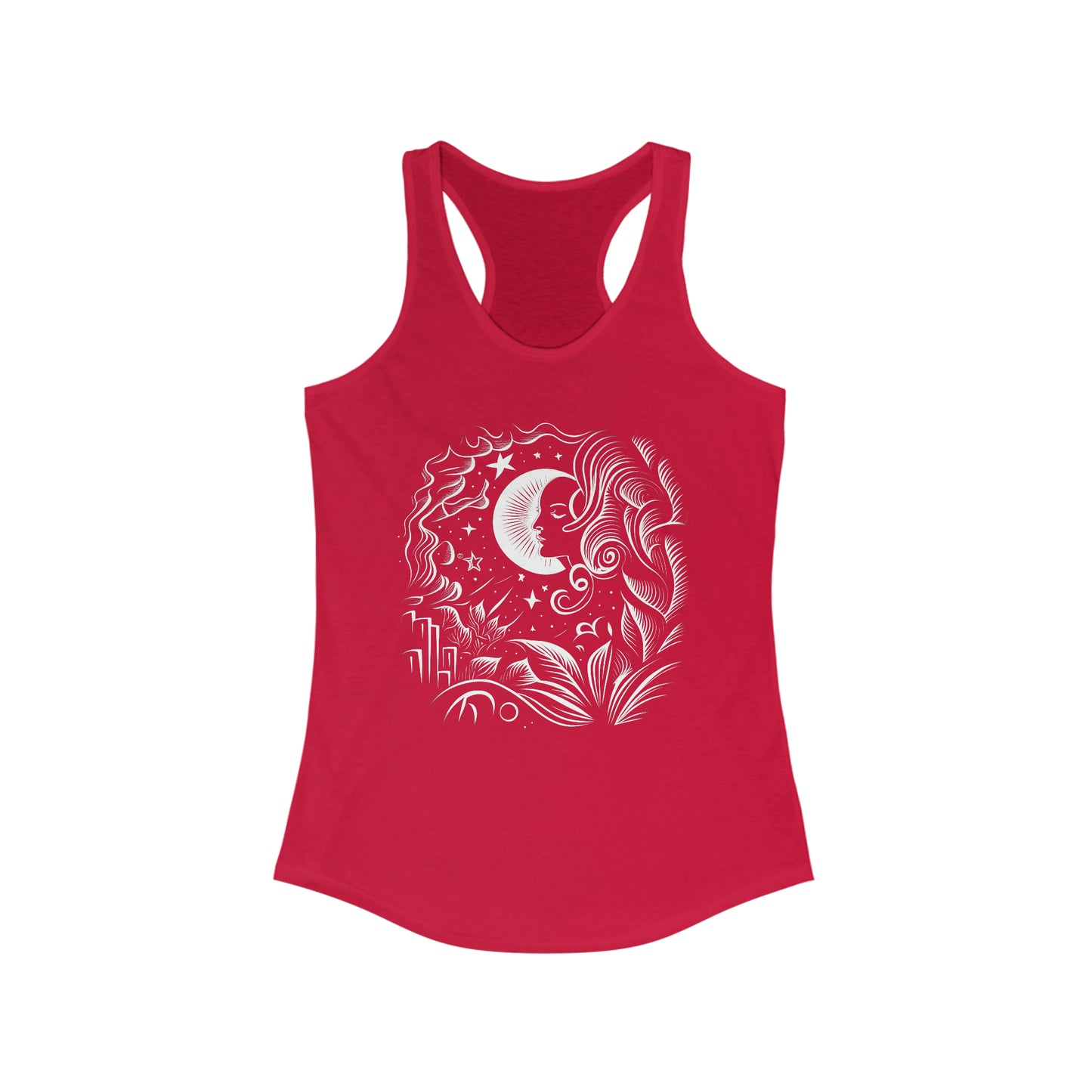 Celestial Moon Shadows Racerback Tank Top Celestial Ladies Tank Top T-Shirt Zen Tee