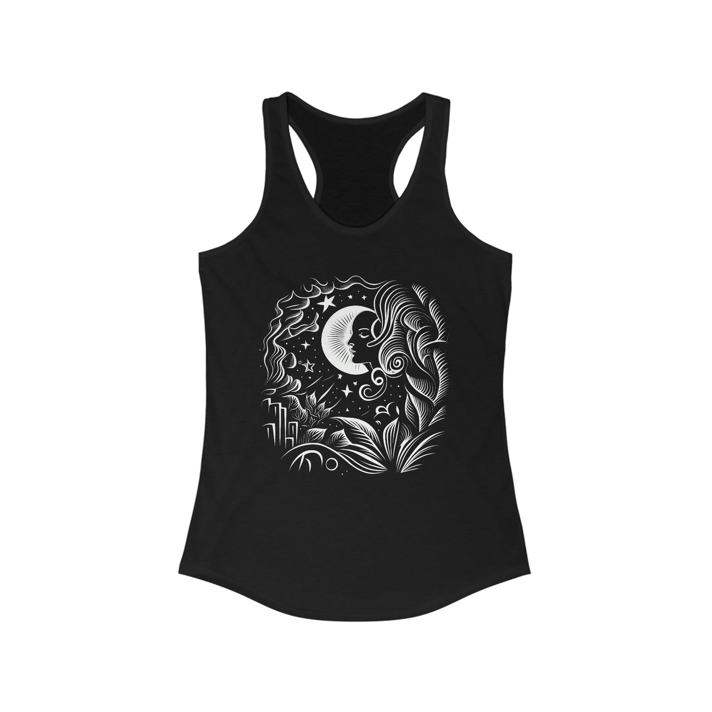 Celestial Moon Shadows Racerback Tank Top Celestial Ladies Tank Top T-Shirt Zen Tee