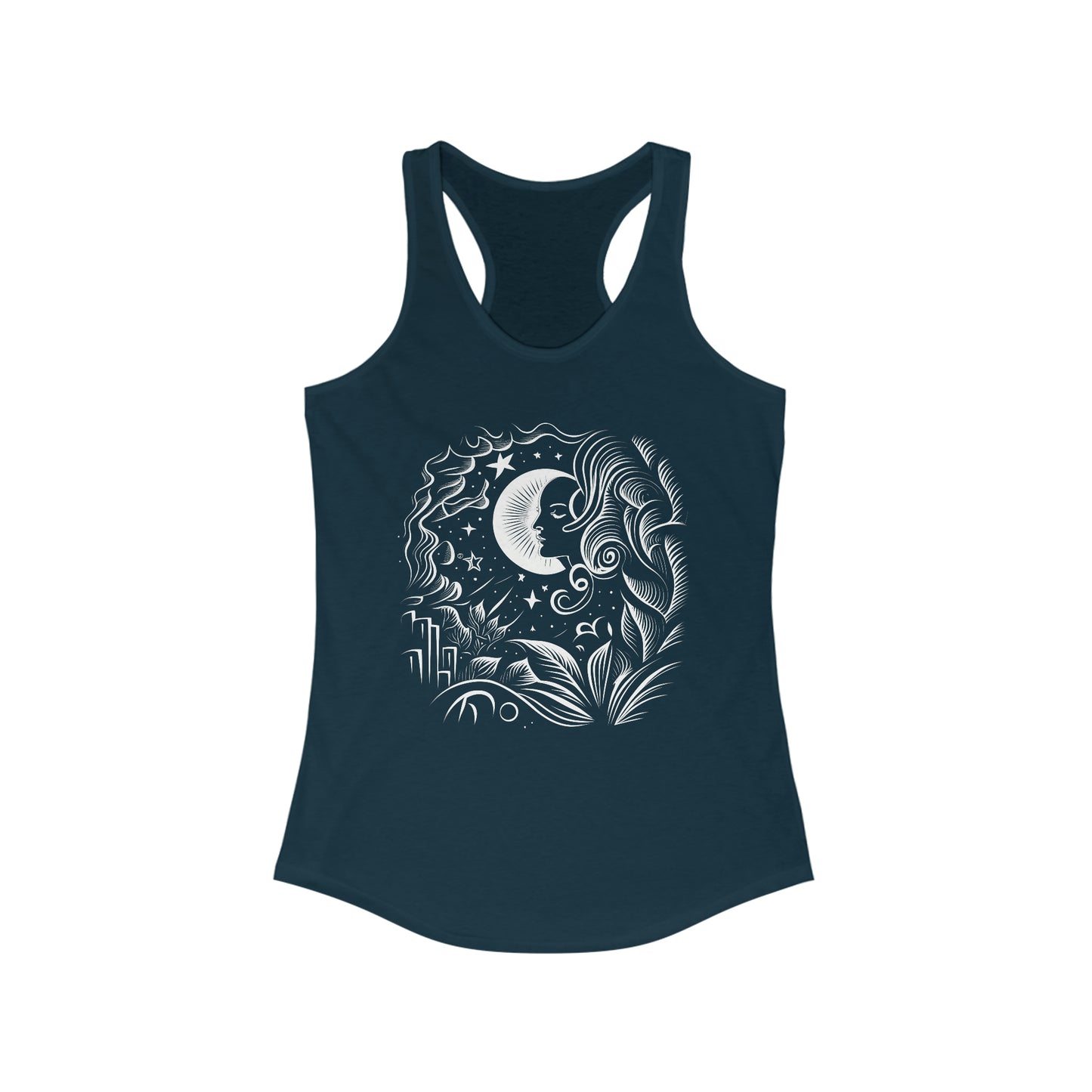 Celestial Moon Shadows Racerback Tank Top Celestial Ladies Tank Top T-Shirt Zen Tee