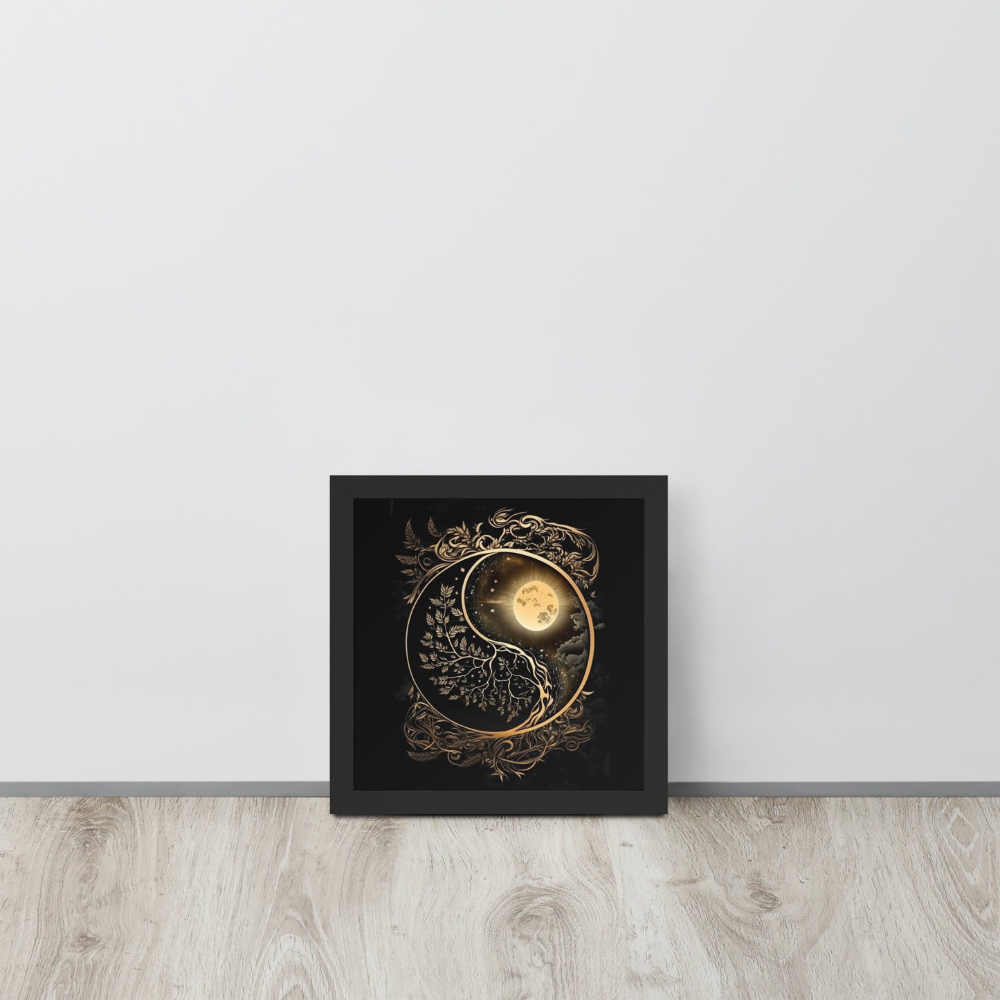 Art of Zen Celestial Sun Moon Yin Yang Framed Poster