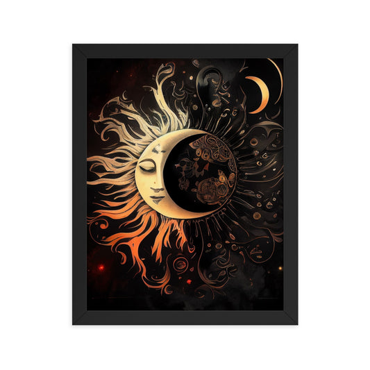 Art of Zen Celestial Sun Moon Framed Poster