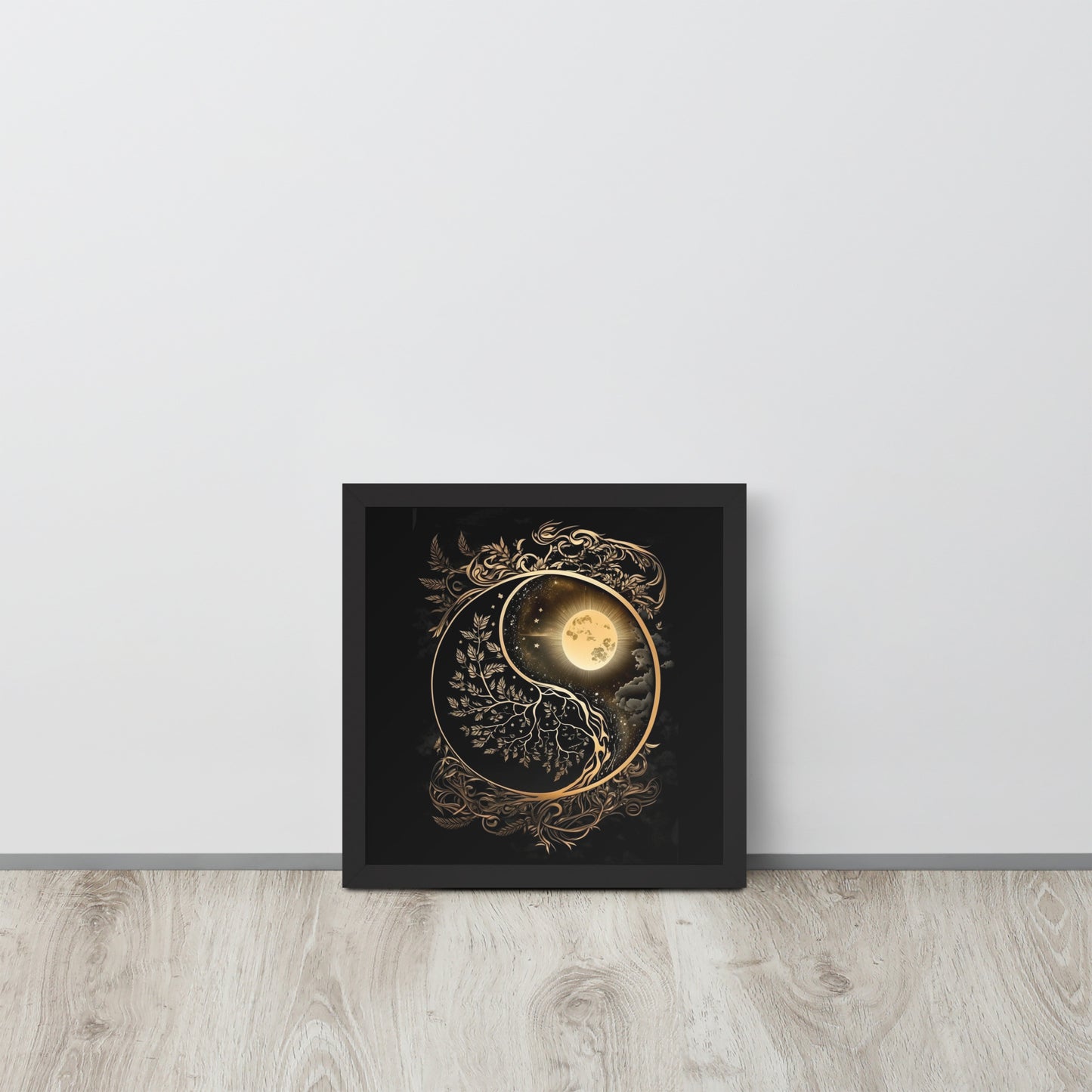 Art of Zen Celestial Sun Moon Yin Yang Framed Poster