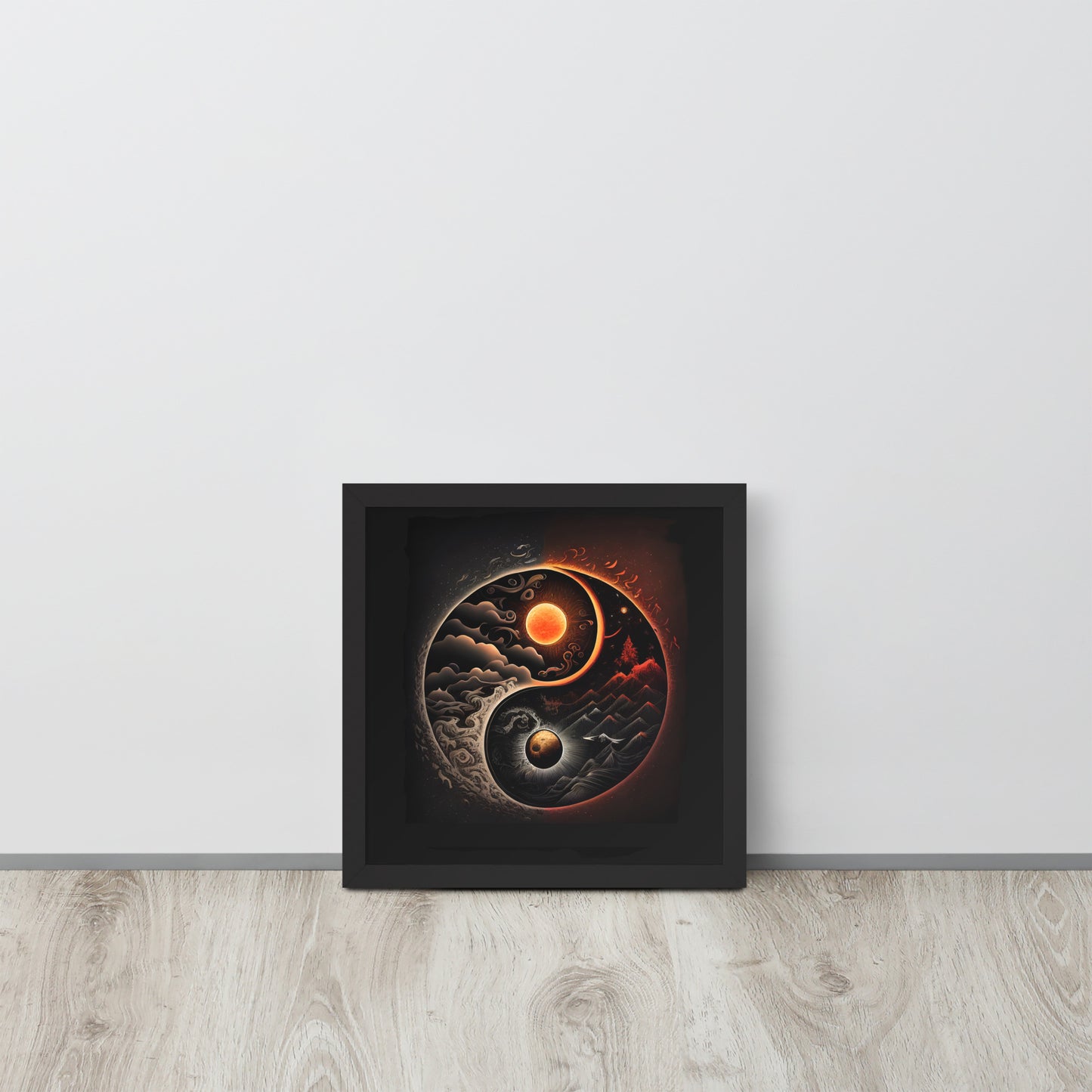 Art of Zen Celestial Sun Moon Yin Yang Framed Poster