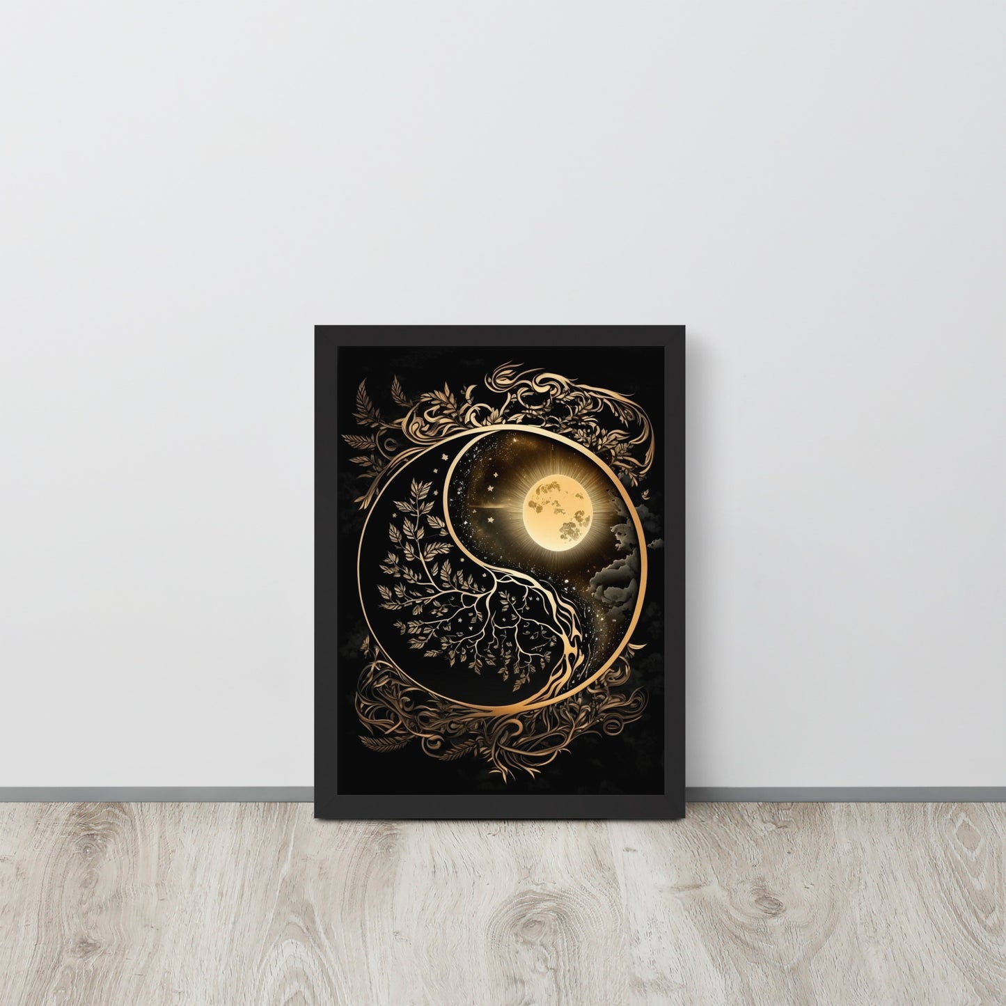 Art of Zen Celestial Sun Moon Yin Yang Framed Poster