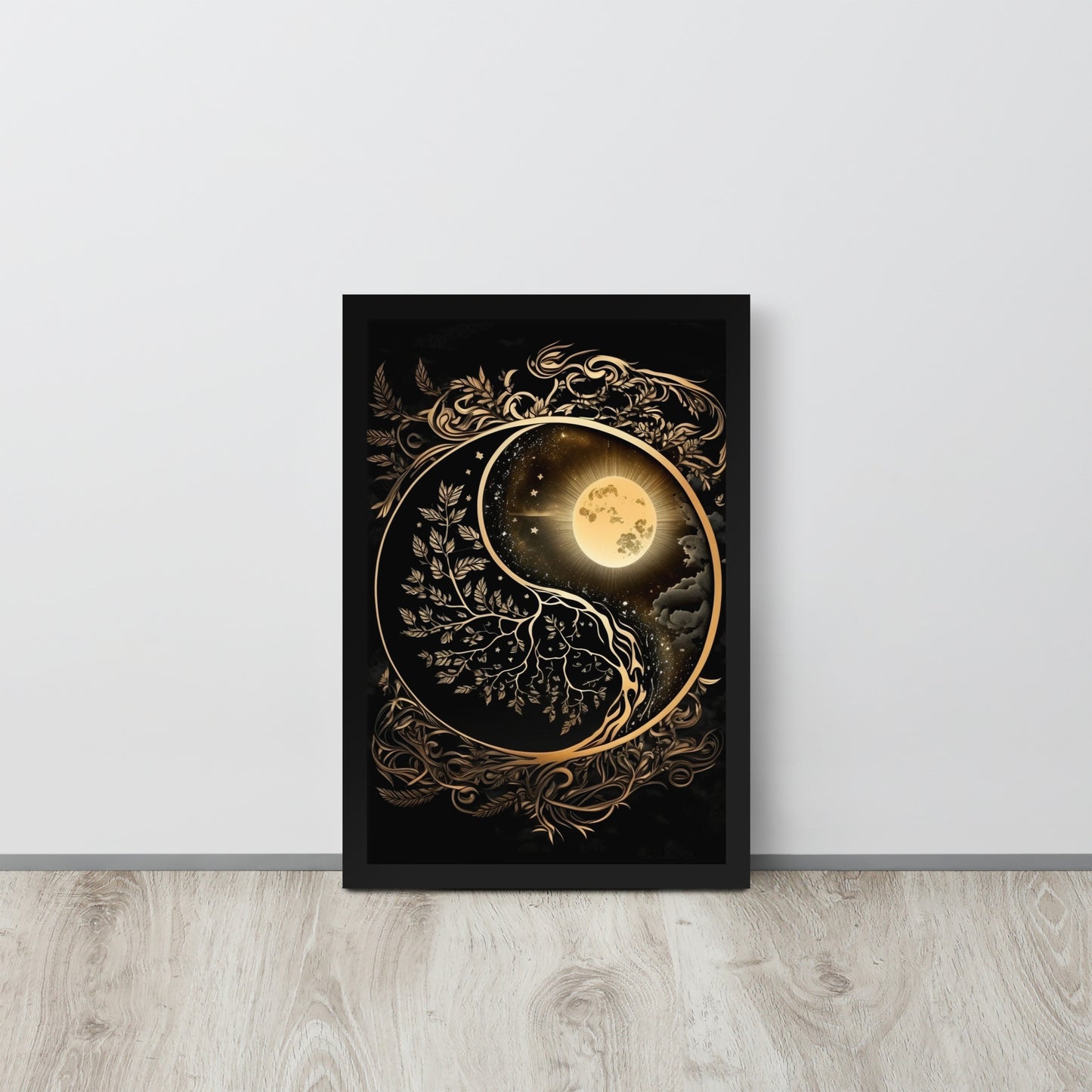 Art of Zen Celestial Sun Moon Yin Yang Framed Poster