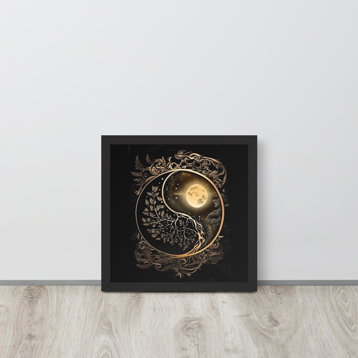 Art of Zen Celestial Sun Moon Yin Yang Framed Poster