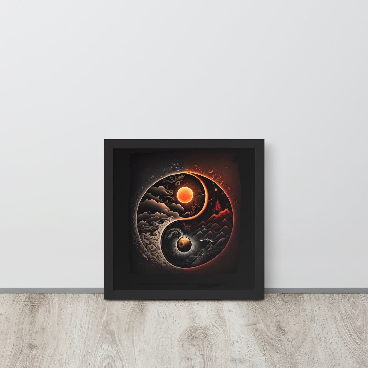 Art of Zen Celestial Sun Moon Yin Yang Framed Poster