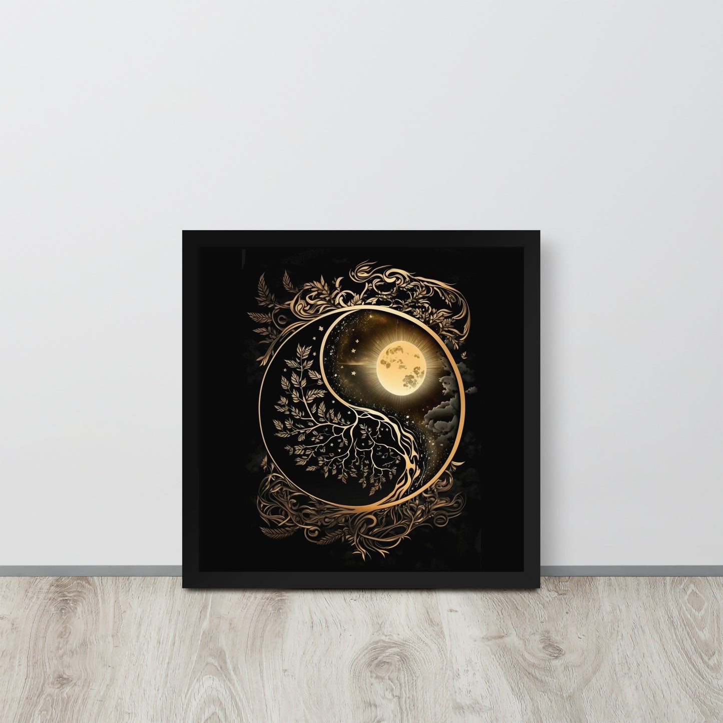 Art of Zen Celestial Sun Moon Yin Yang Framed Poster