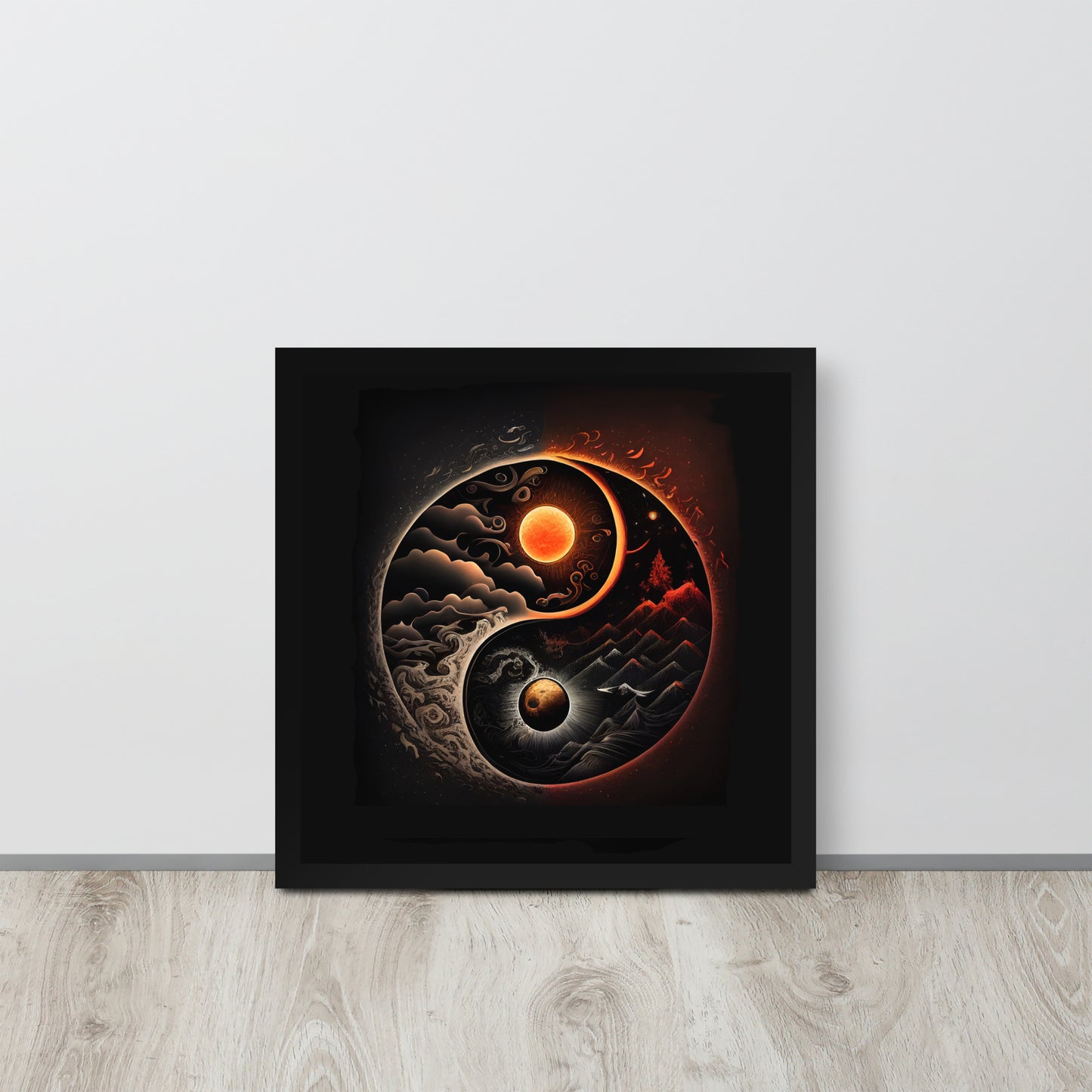 Art of Zen Celestial Sun Moon Yin Yang Framed Poster