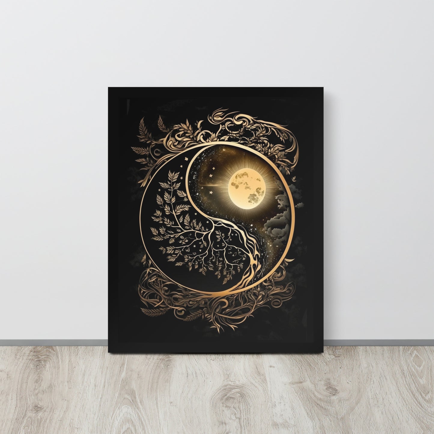 Art of Zen Celestial Sun Moon Yin Yang Framed Poster