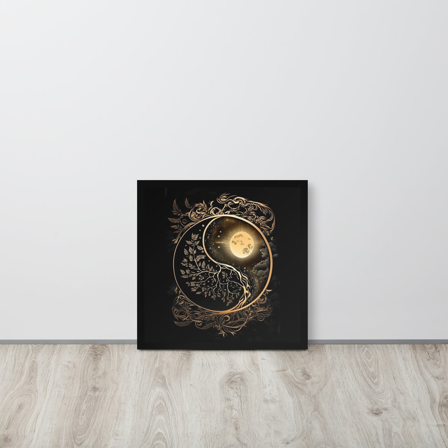 Art of Zen Celestial Sun Moon Yin Yang Framed Poster