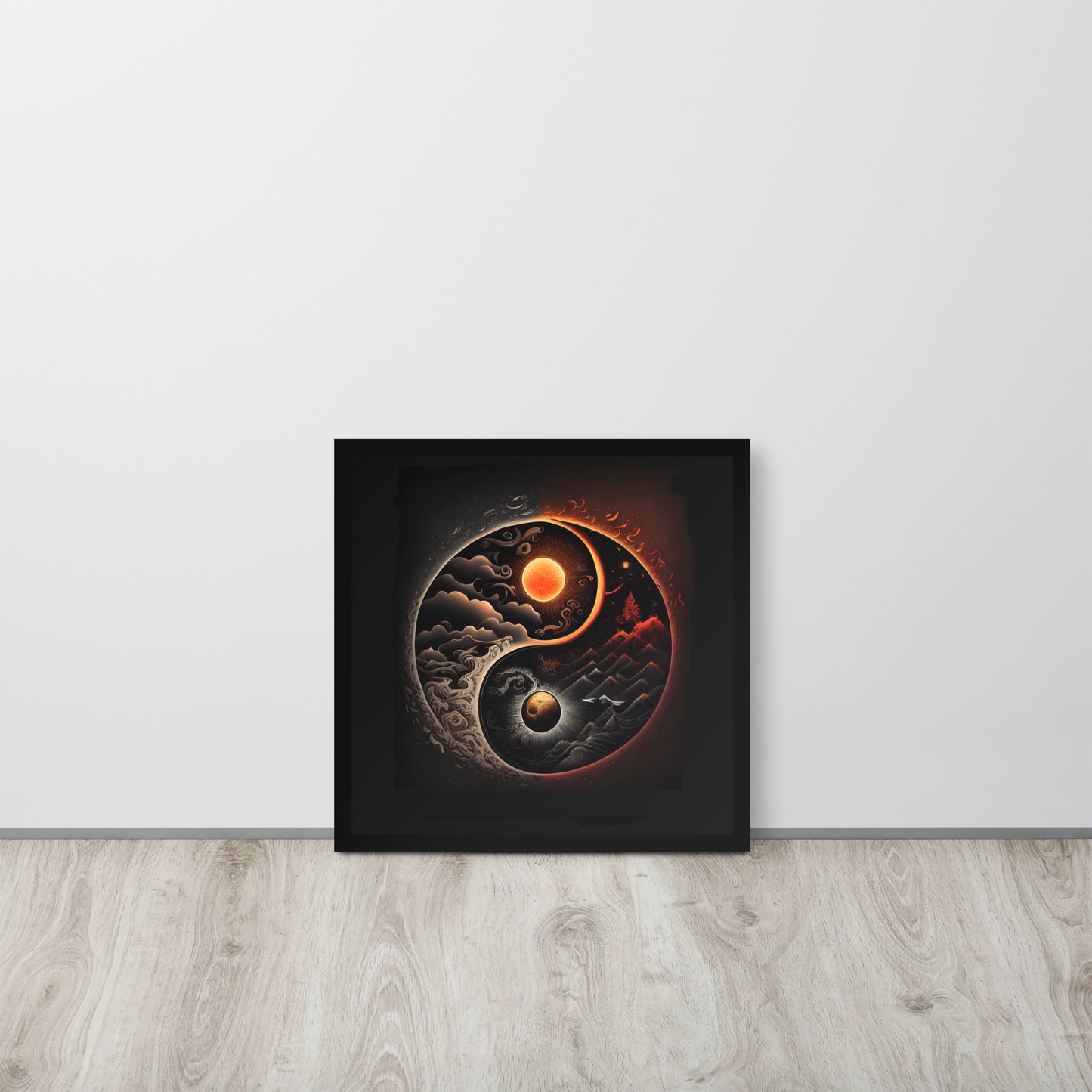 Art of Zen Celestial Sun Moon Yin Yang Framed Poster