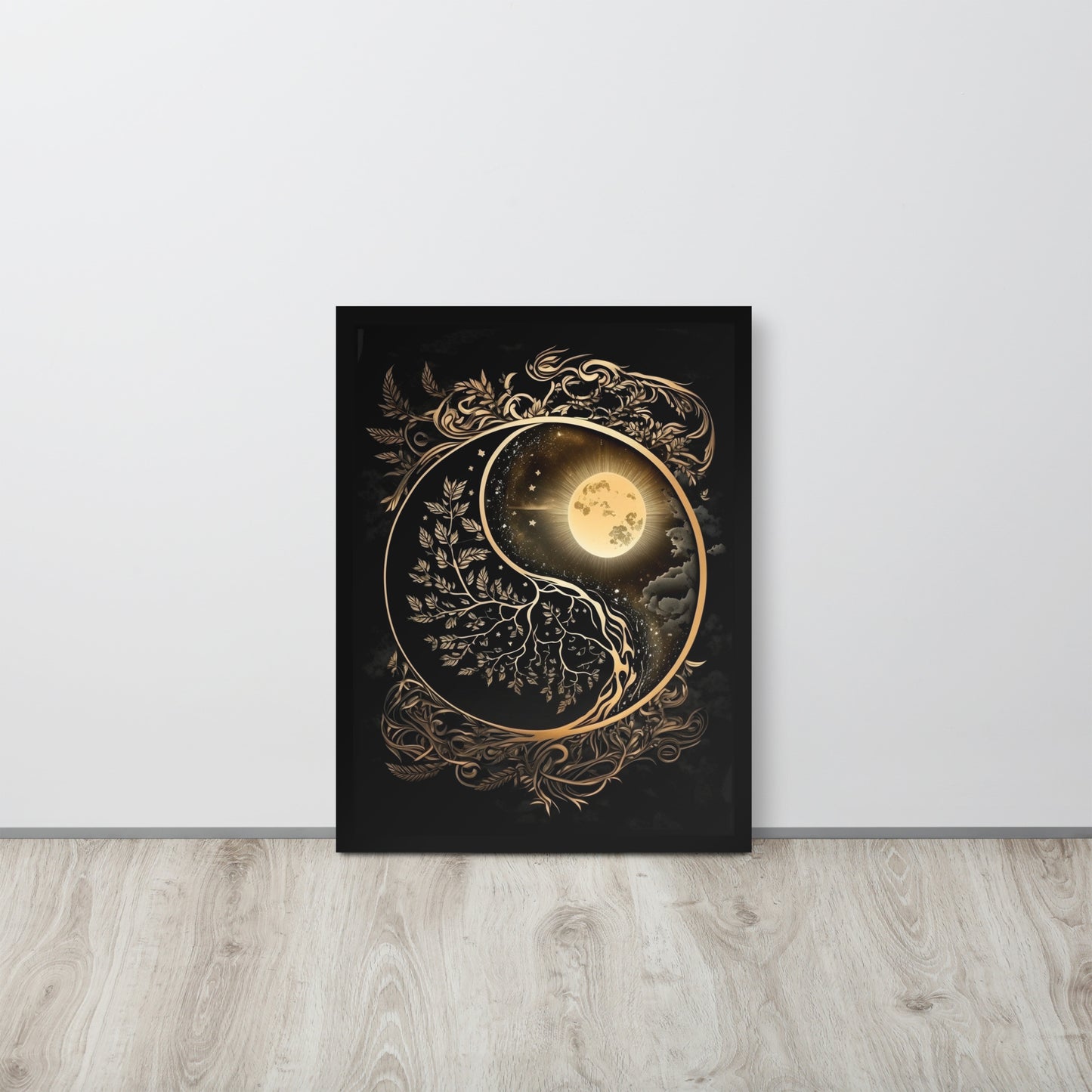 Art of Zen Celestial Sun Moon Yin Yang Framed Poster
