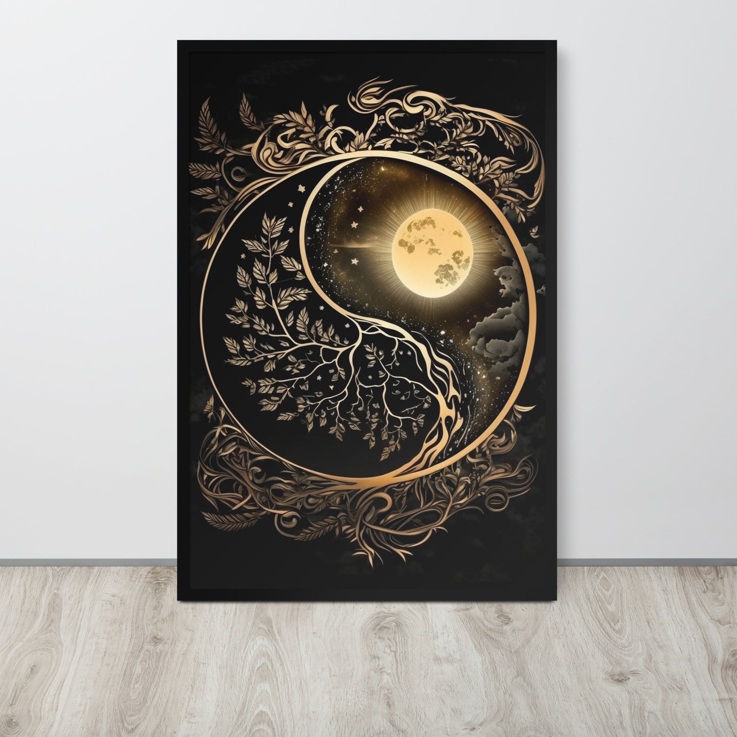 Art of Zen Celestial Sun Moon Yin Yang Framed Poster