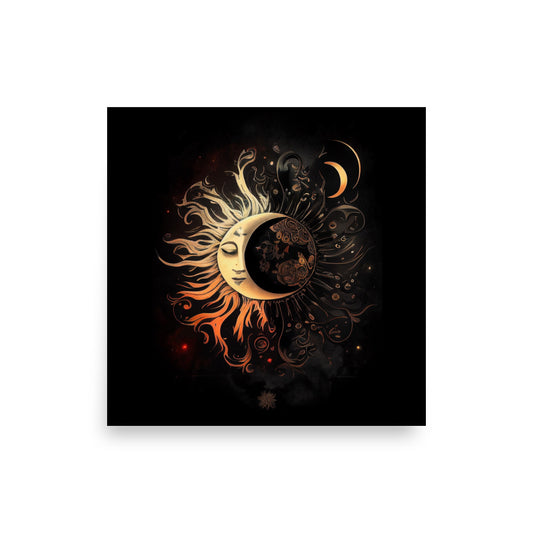 Art of Zen Celestial Sun Moon Poster