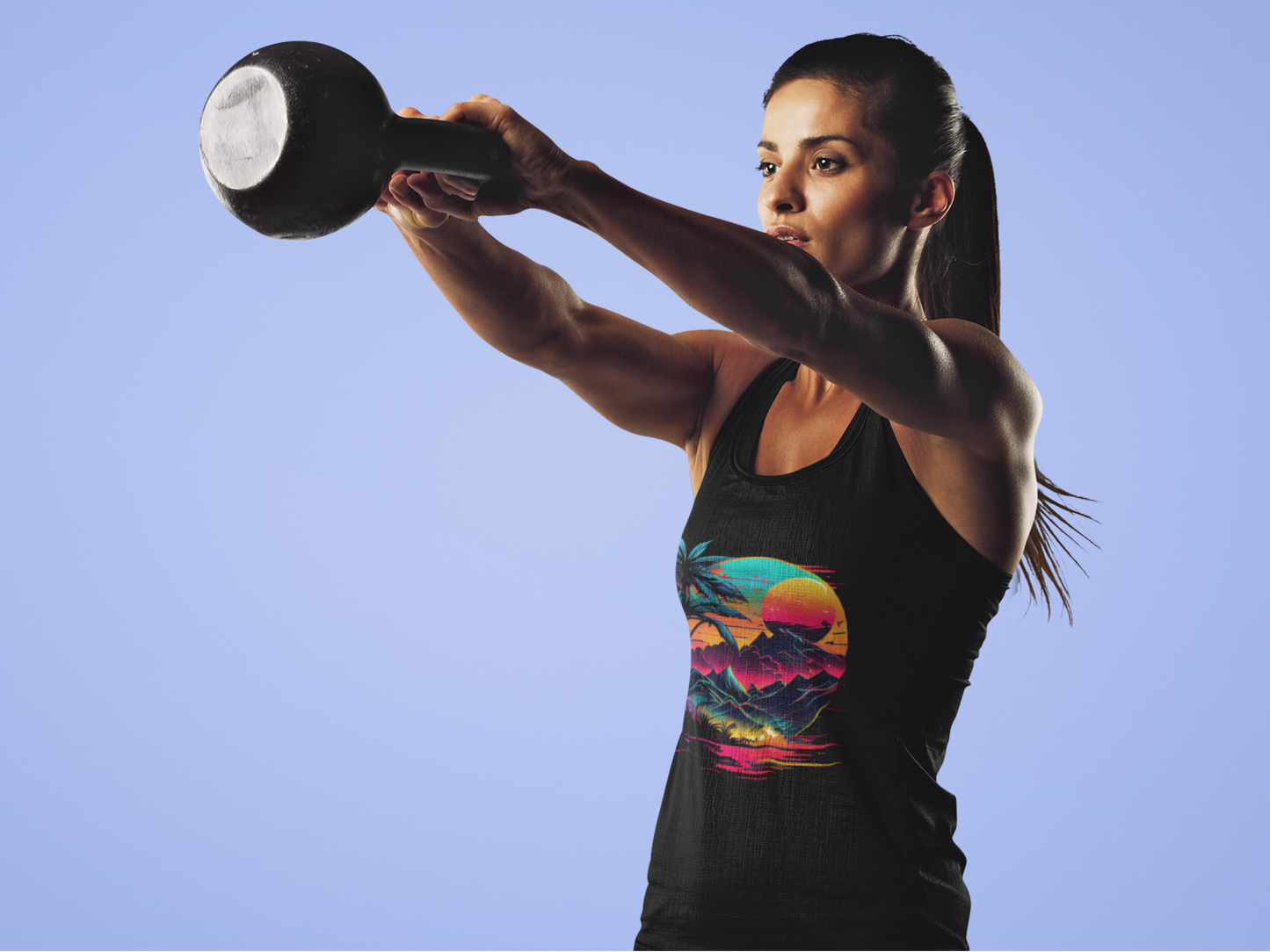 Here Comes The Sun Racerback Retro Tank Top Celestial Ladies Tank Top T-Shirt Retro Tropical Zen Sunrise