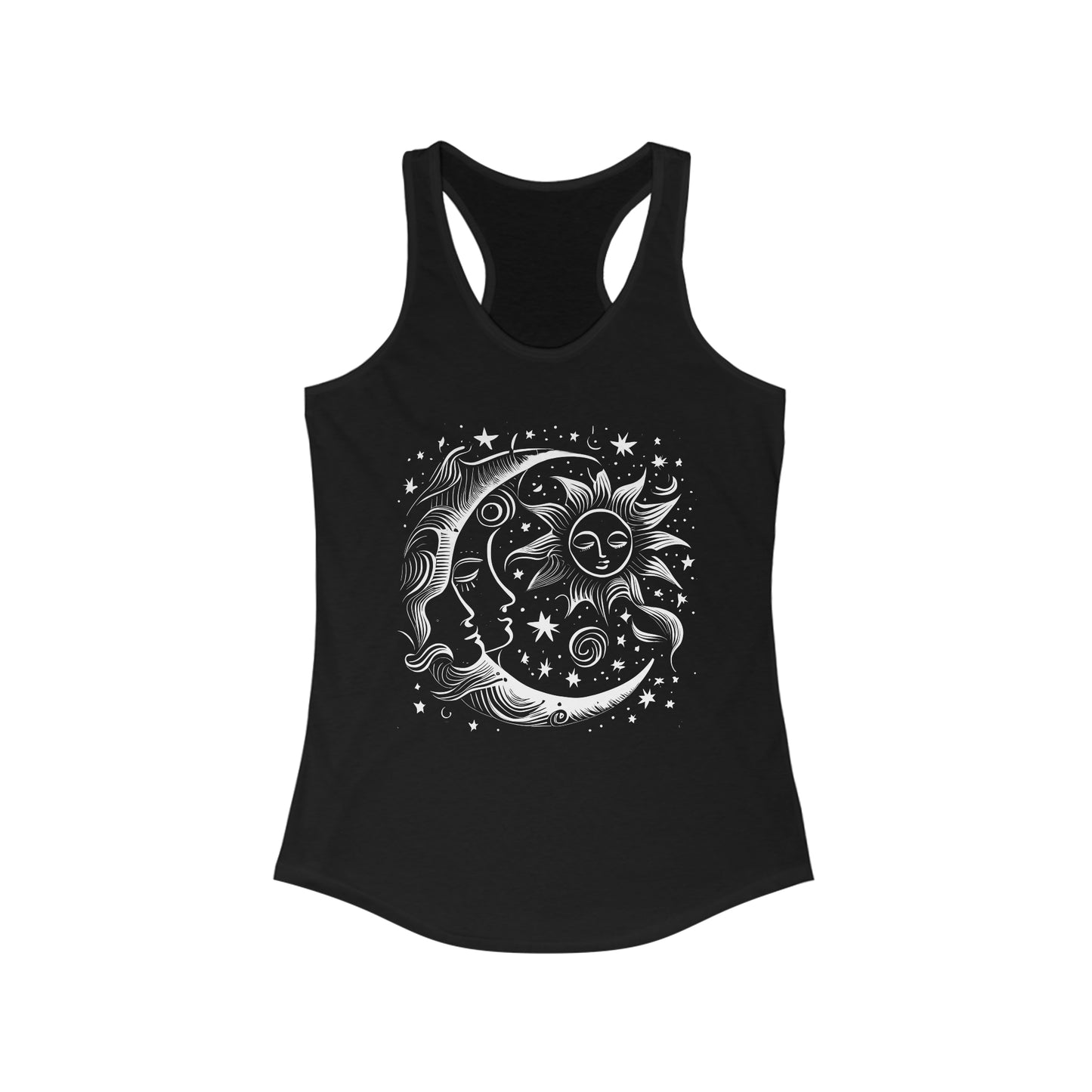 Celestial Moon Racerback Tank Top Celestial Ladies Tank Top T-Shirt Moon and Sun