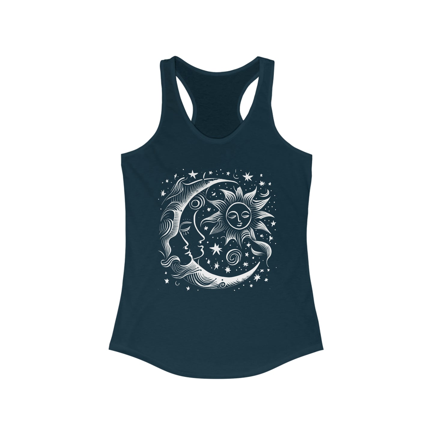 Celestial Moon Racerback Tank Top Celestial Ladies Tank Top T-Shirt Moon and Sun