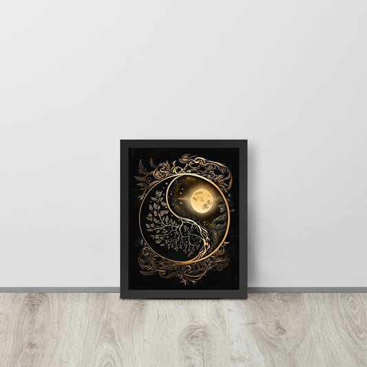 Art of Zen Celestial Sun Moon Yin Yang Framed Poster